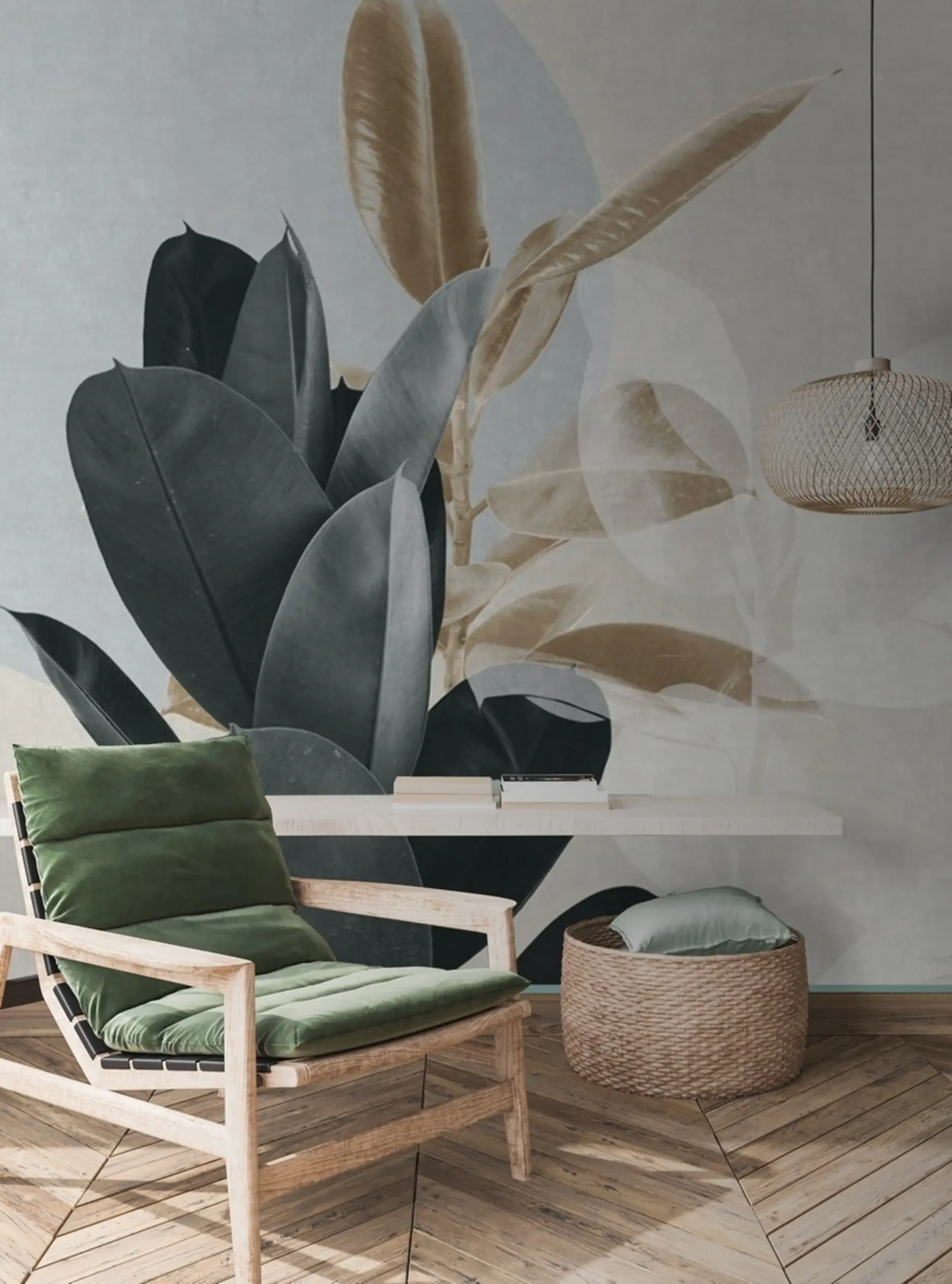 Fotobehang Ficus op de achtergrond van de grungemuur u71334