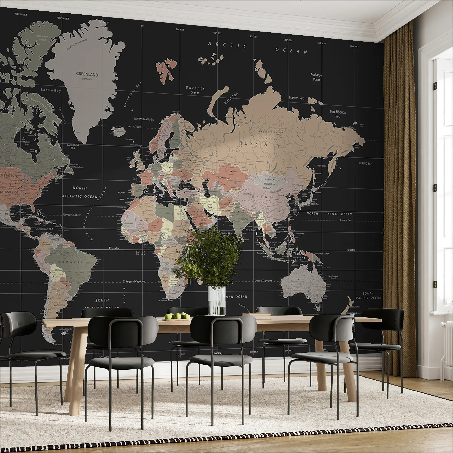 Fotobehang Gedetailleerde kaart van de wereld u99477