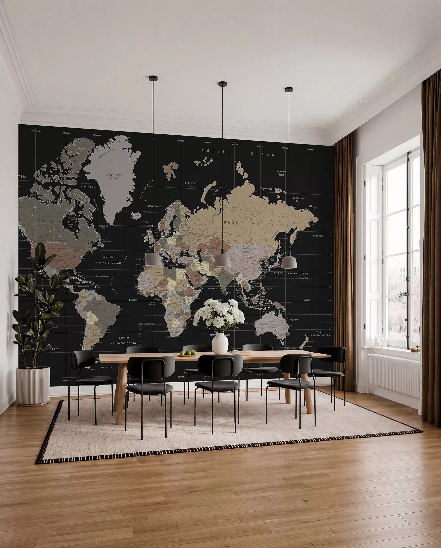 Fotobehang Gedetailleerde kaart van de wereld u99477