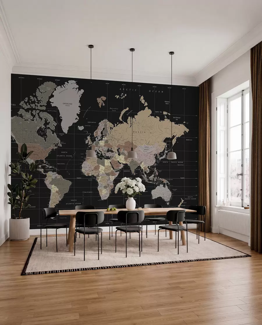 Fotobehang Gedetailleerde kaart van de wereld u99477