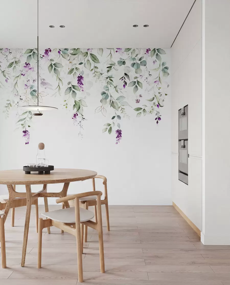 Fotobehang aquarel compositie met lavendelbloemen u99687