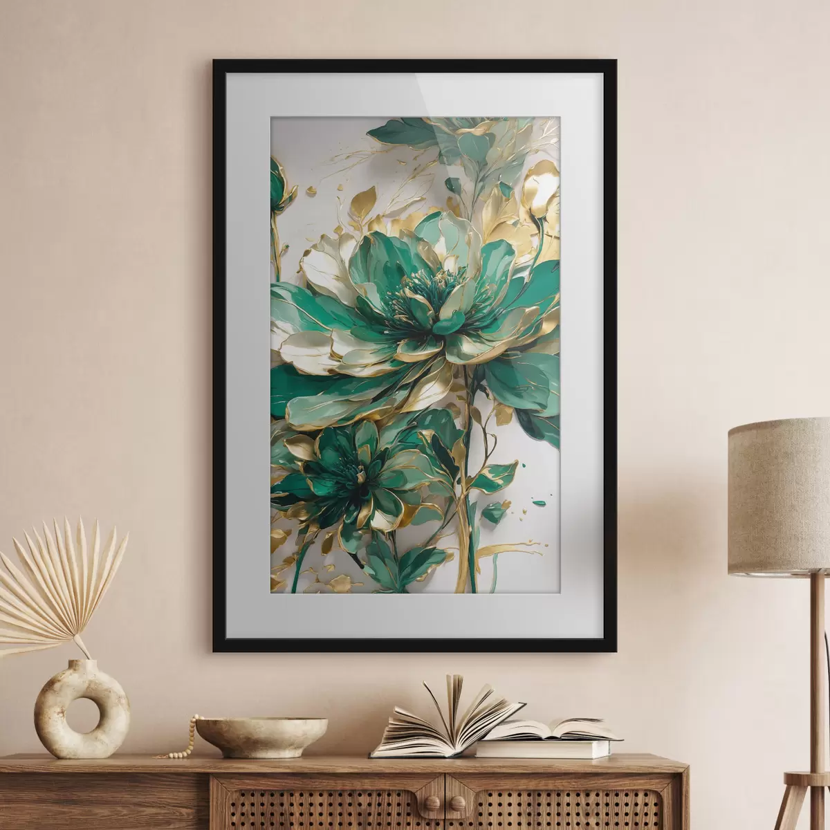 Poster Een mooie groene bloem f37566