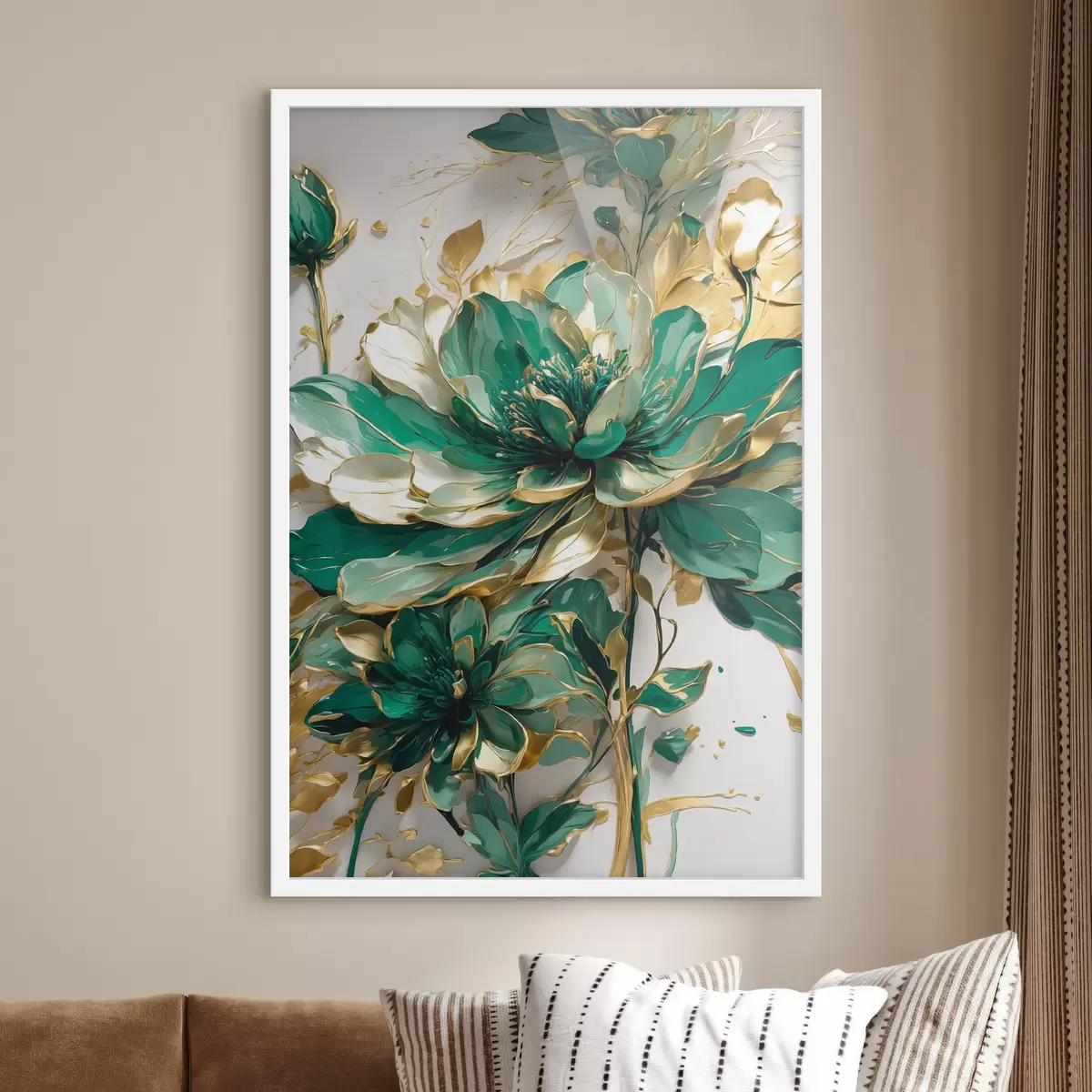 Poster Een mooie groene bloem f37566