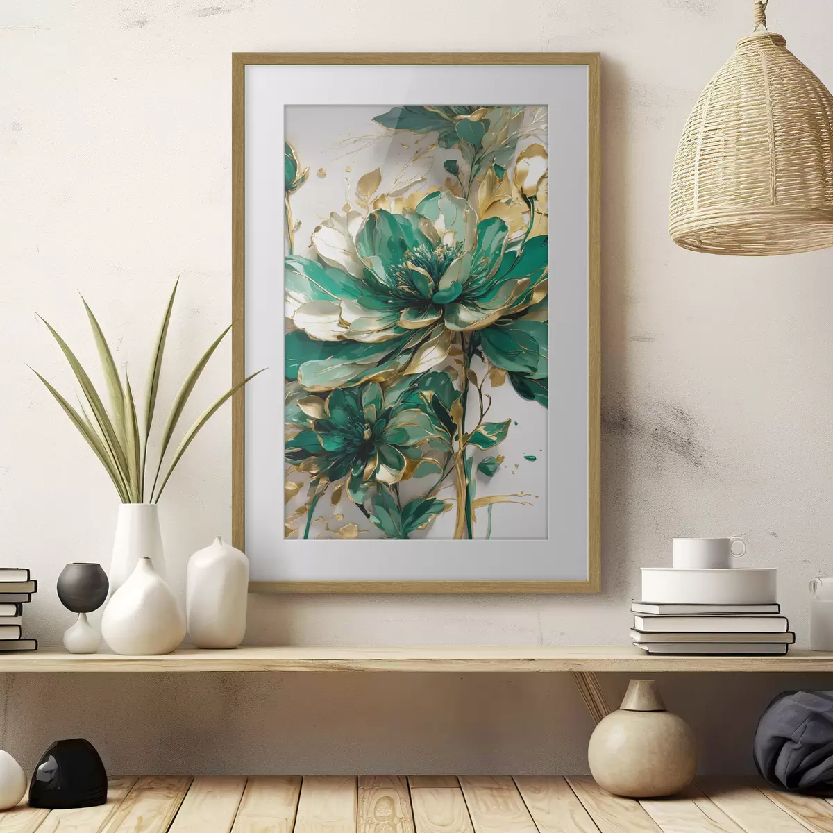 Poster Een mooie groene bloem f37566