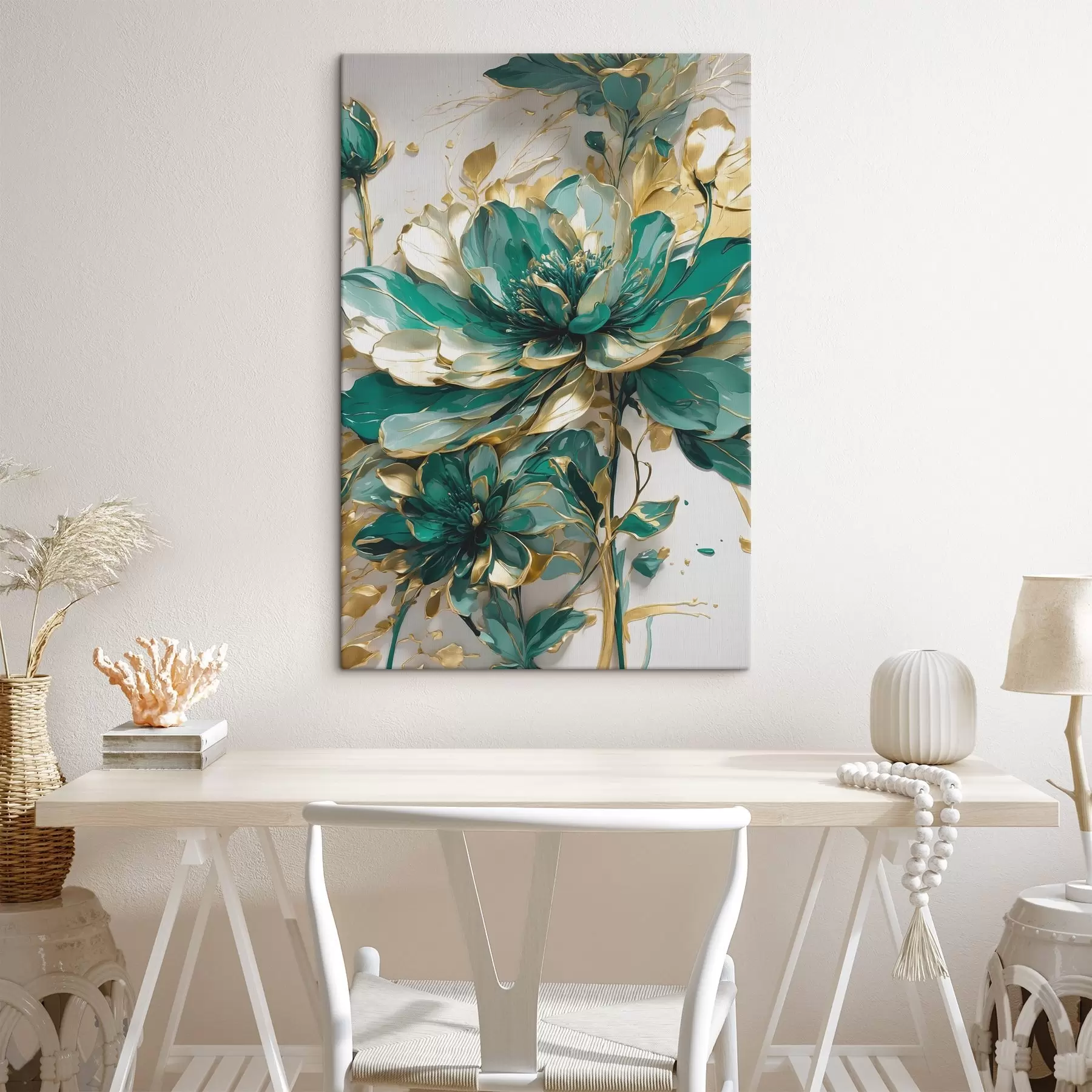  Schilderijen Een mooie groene bloem s37566