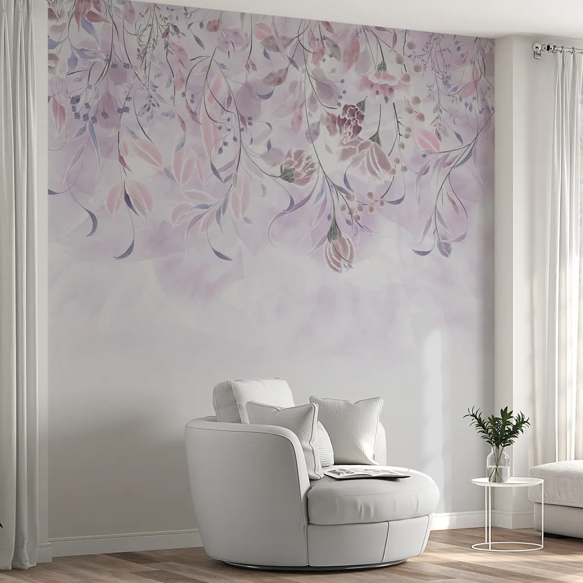 Fotobehang Delicate bloemen in paarse kleuren w00072