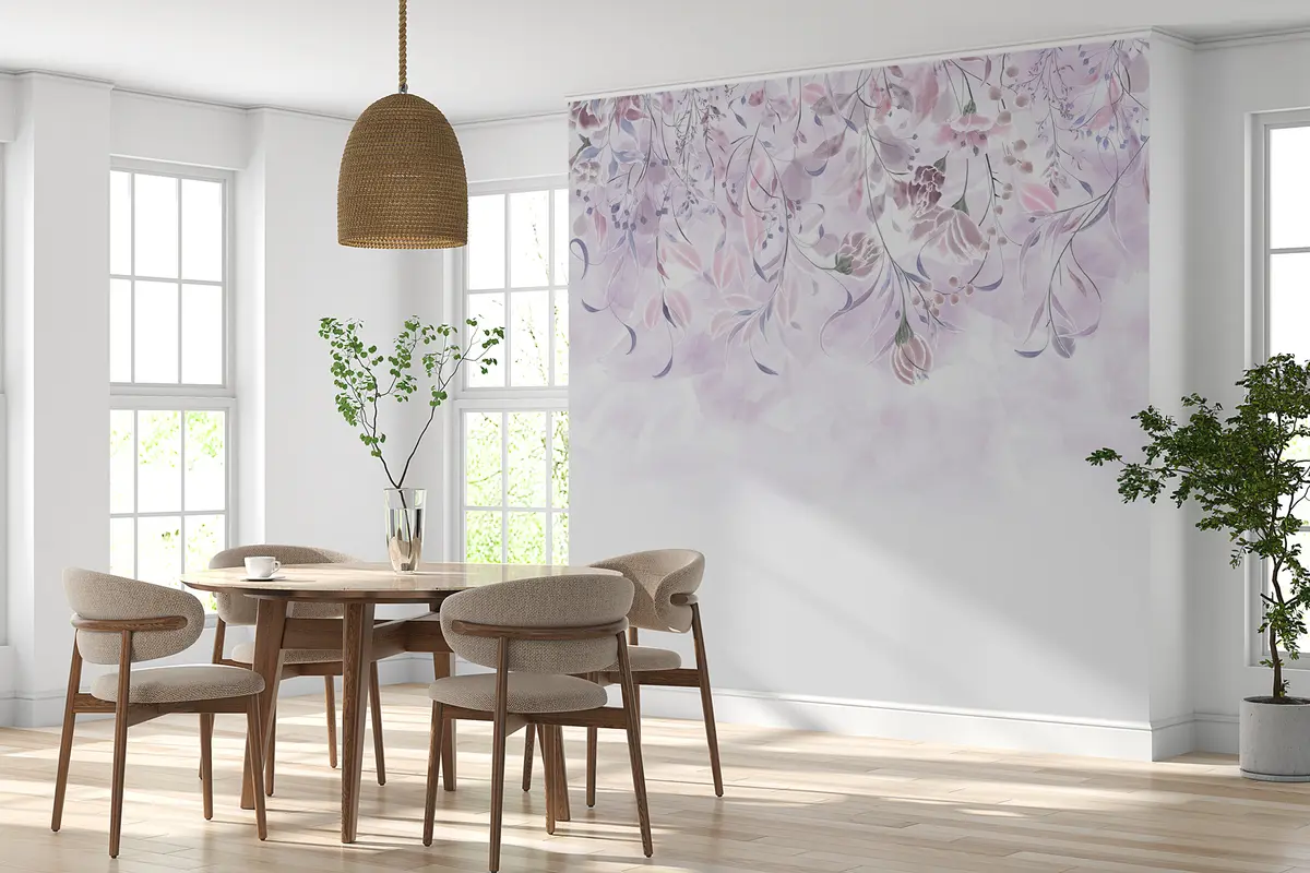 Fotobehang Delicate bloemen in paarse kleuren w00072