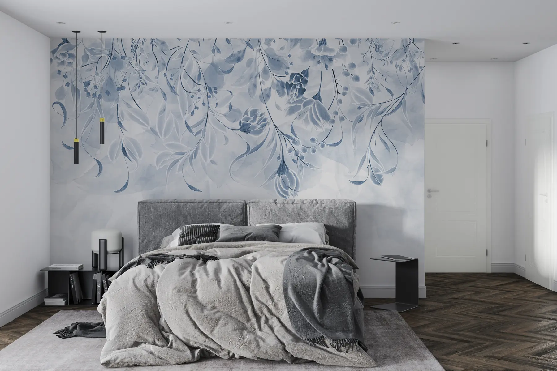 Fotobehang Delicate bloemen in blauw w00072v1