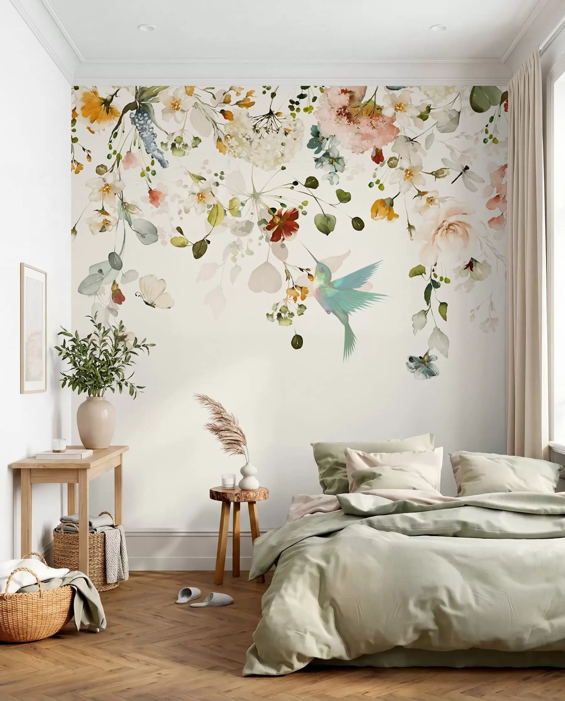 Fotobehang Bloemen en kolibries u59610d2