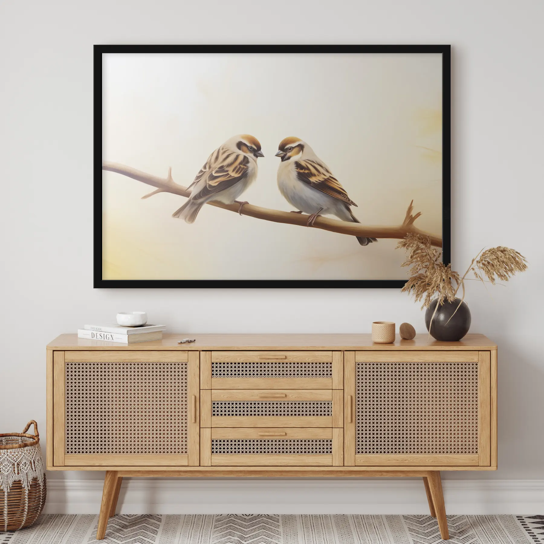 Fotobehang Twee mussen op een tak f37393