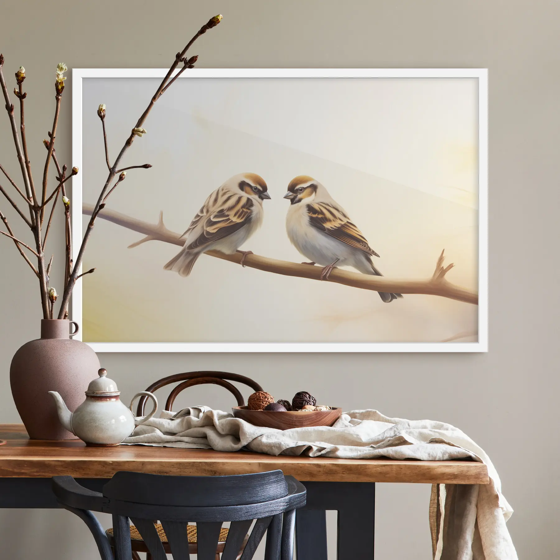 Fotobehang Twee mussen op een tak f37393