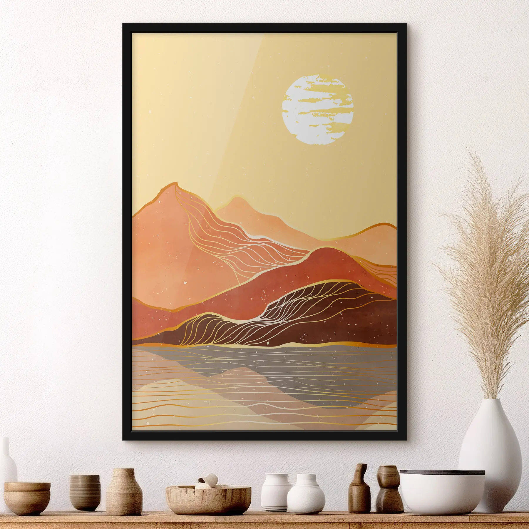 Fotobehang De maan in de bergen f37474