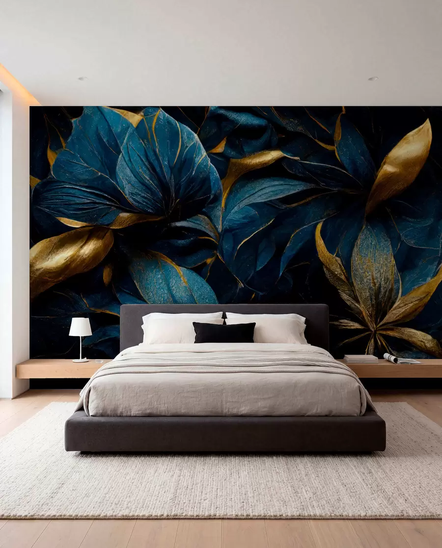 Fotobehang Blauwe koninklijke bloemen u74140d1
