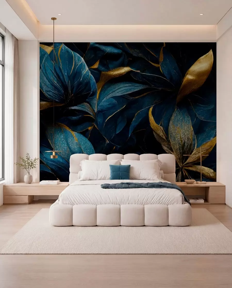 Fotobehang Blauwe koninklijke bloemen u74140d1