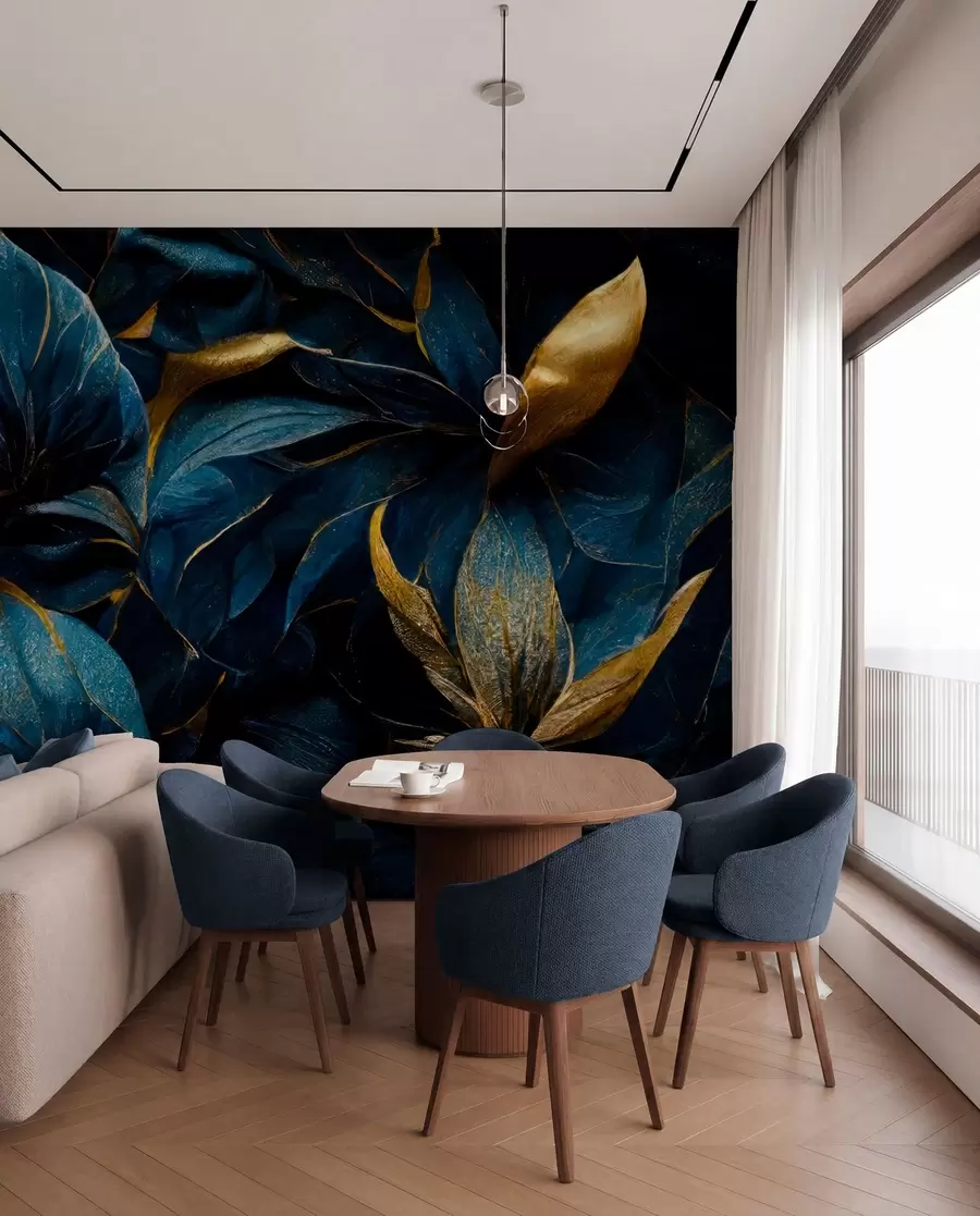 Fotobehang Blauwe koninklijke bloemen u74140d1