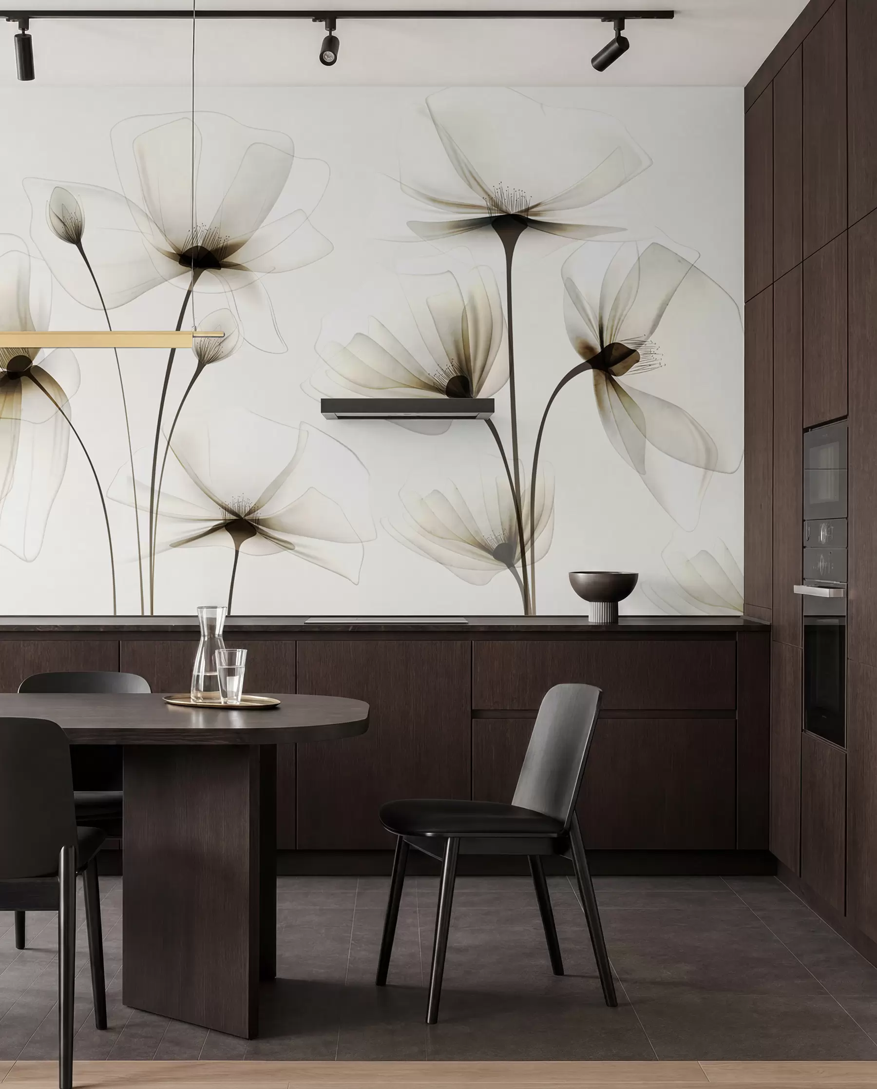 Fotobehang Transparante aquarelbloemen w00143