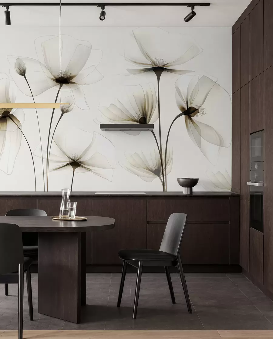 Fotobehang Transparante aquarelbloemen w00143