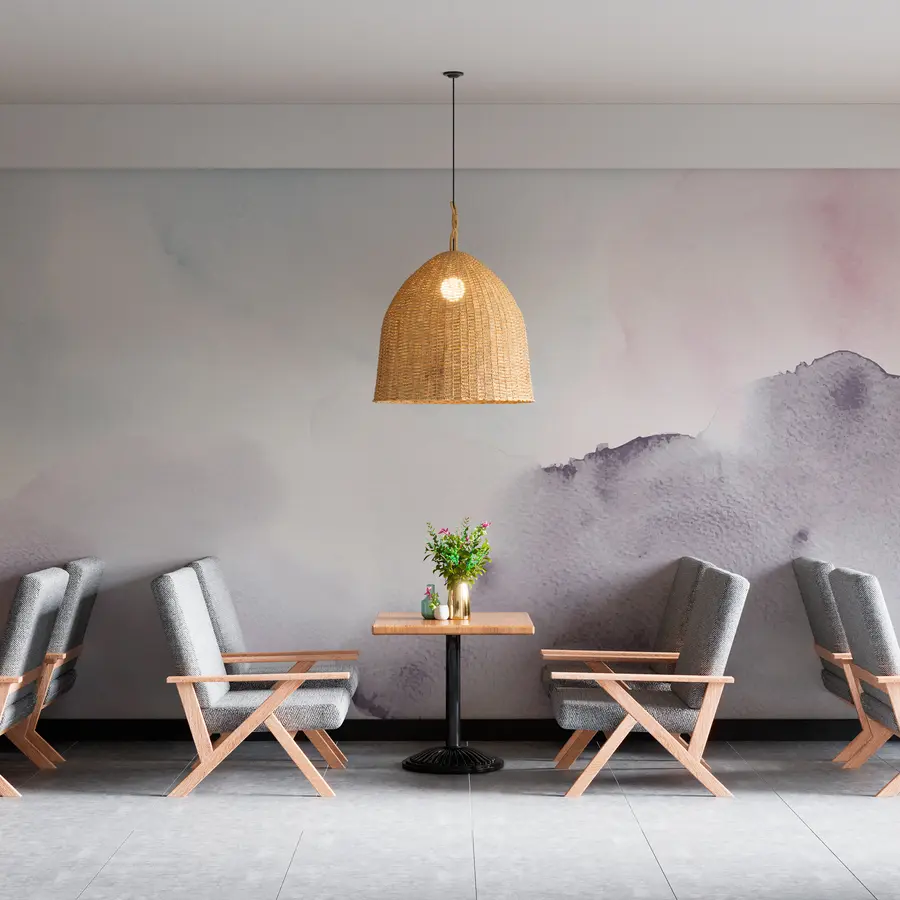Fotobehang Trendy minimalistische aquarelvlekkendecor in paars w00376v1