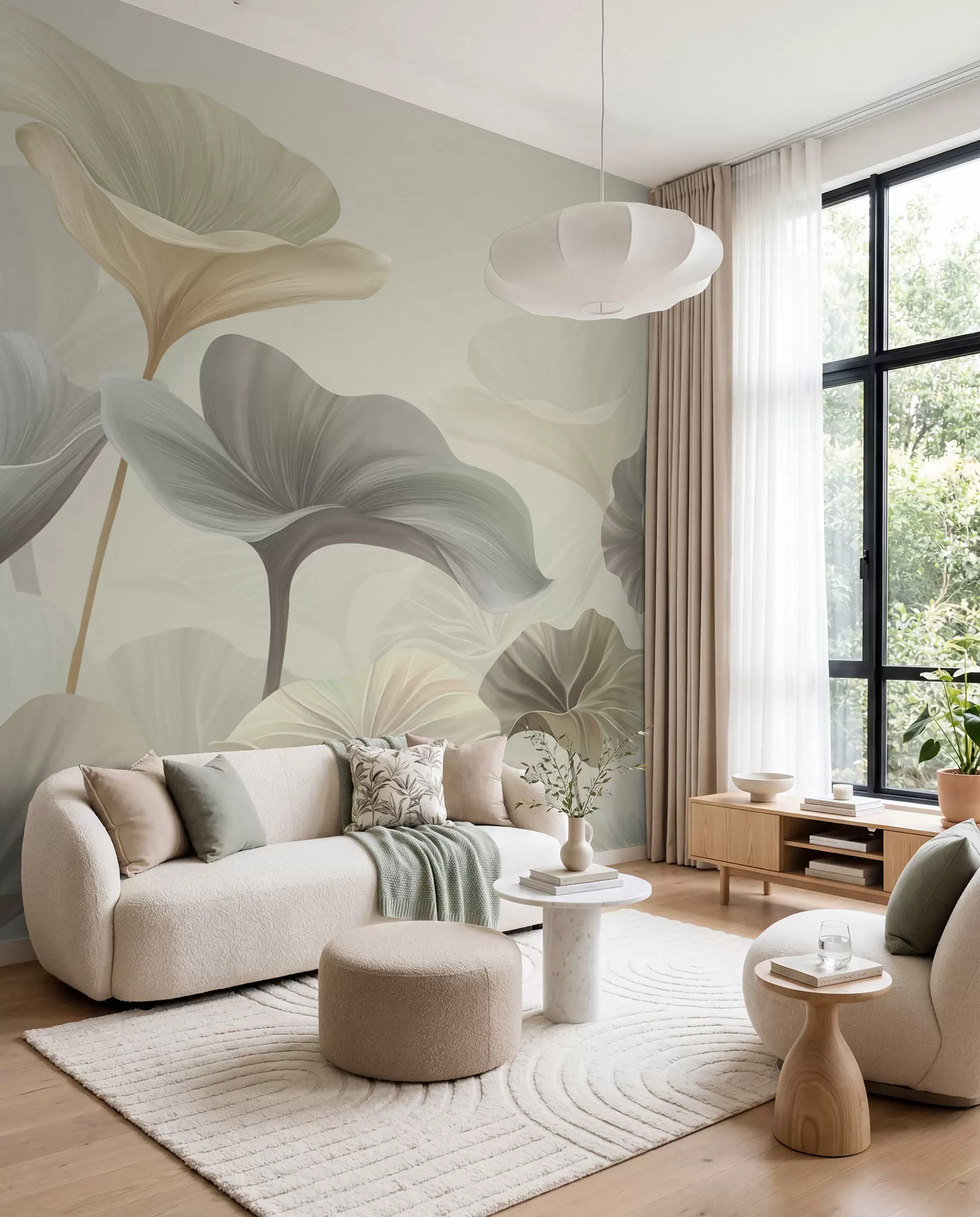 Fotobehang Prachtige grote bladeren in delicate kleuren w00385