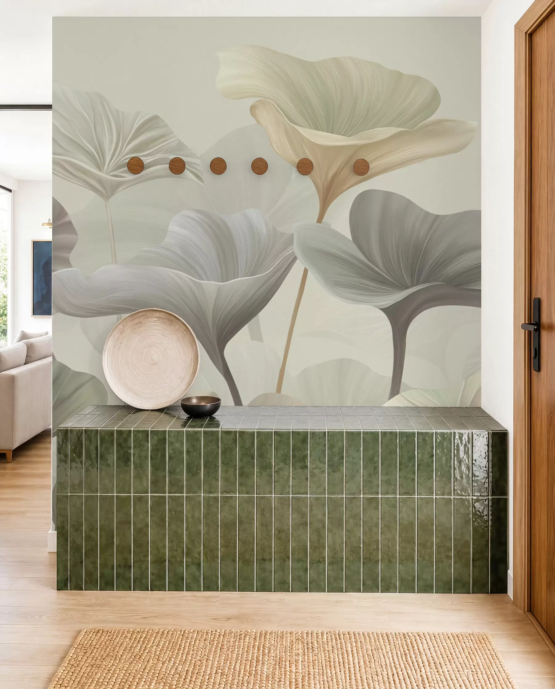 Fotobehang Prachtige grote bladeren in delicate kleuren w00385