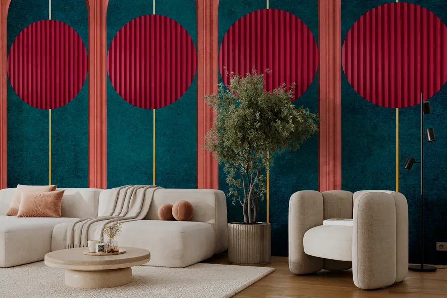 Fotobehang Decorboog in moderne minimalistische stijl, getextureerde elementen w00388