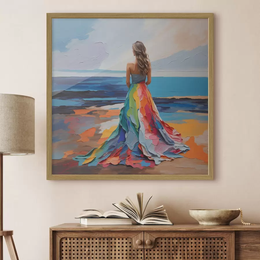 Fotobehang Vrouw aan de kust f38171