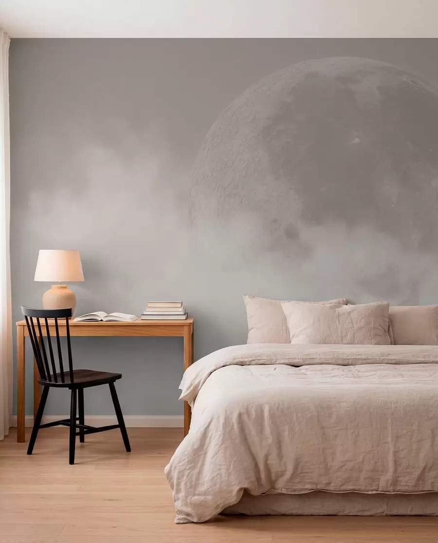 Fotobehang Grote maan tussen de wolken van beige kleur loftstijl w00548