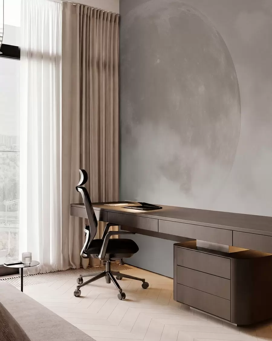Fotobehang Grote maan tussen de wolken van beige kleur loftstijl w00548