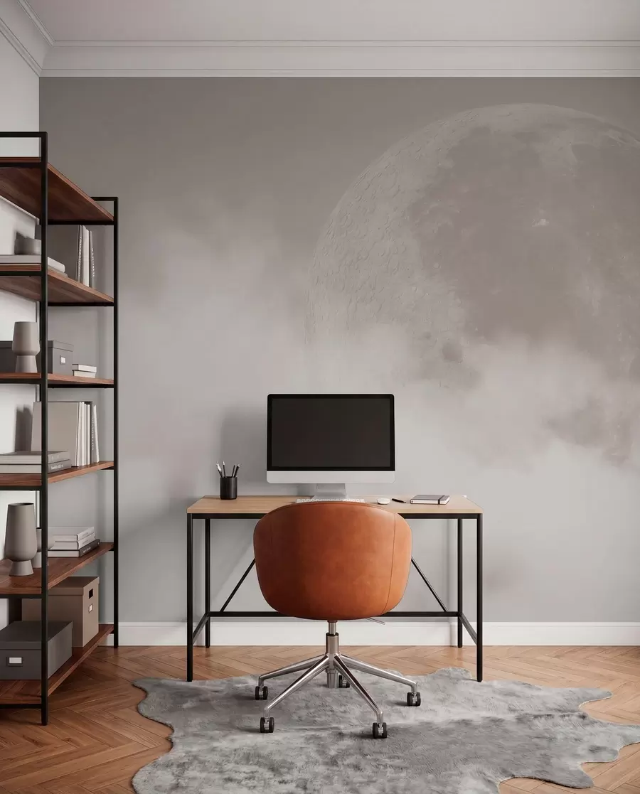 Fotobehang Maan aan een beige hemel w00548