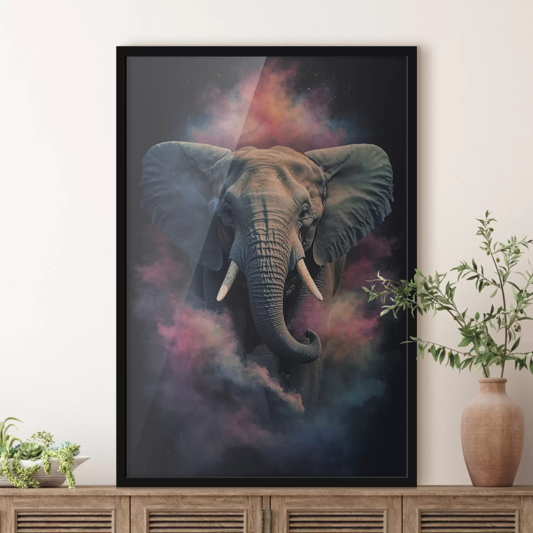 Fotobehang Olifant op zwarte achtergrond f38436