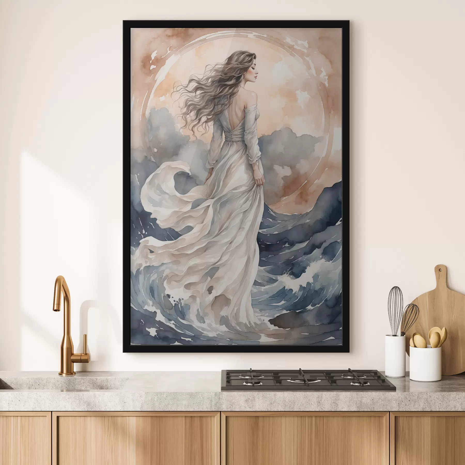 Fotobehang Meisje dat zich op golven bevindt f38439