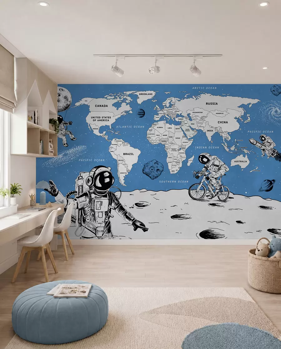 Fotobehang Wereldkaart van landen in ruimtestijl w00473v1