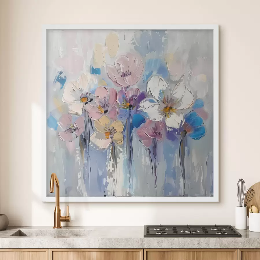 Fotobehang Pastelboeket op blauw f38643