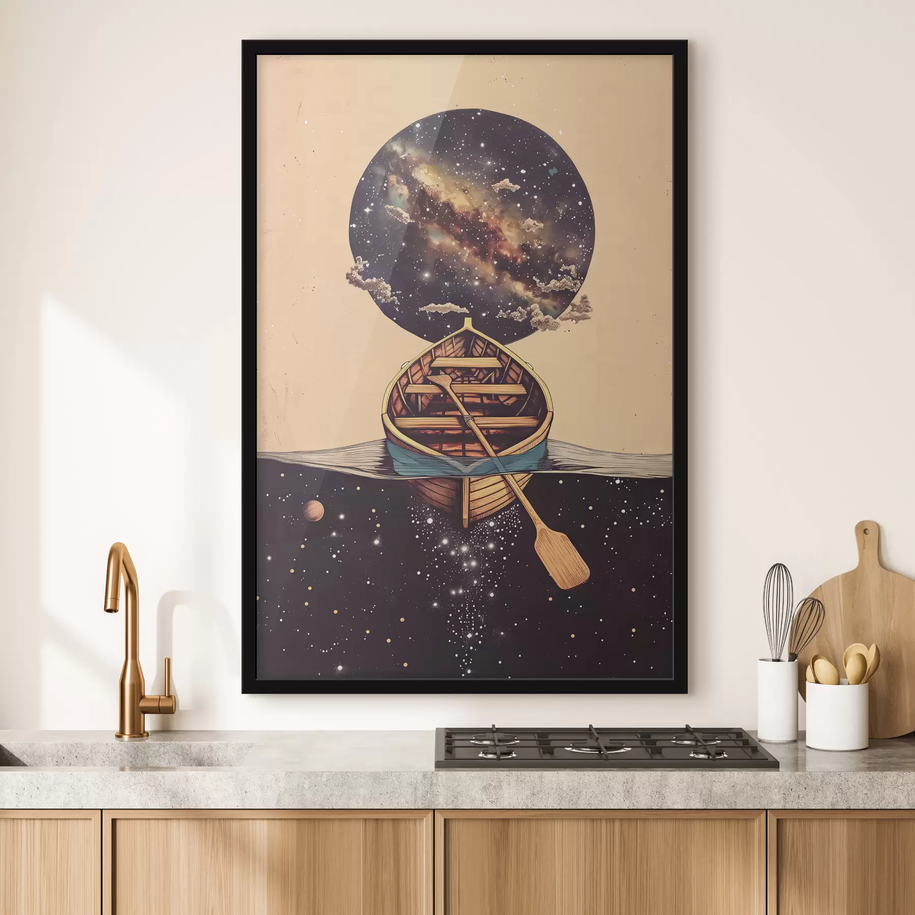 Fotobehang Boot in ruimtestijl f38635