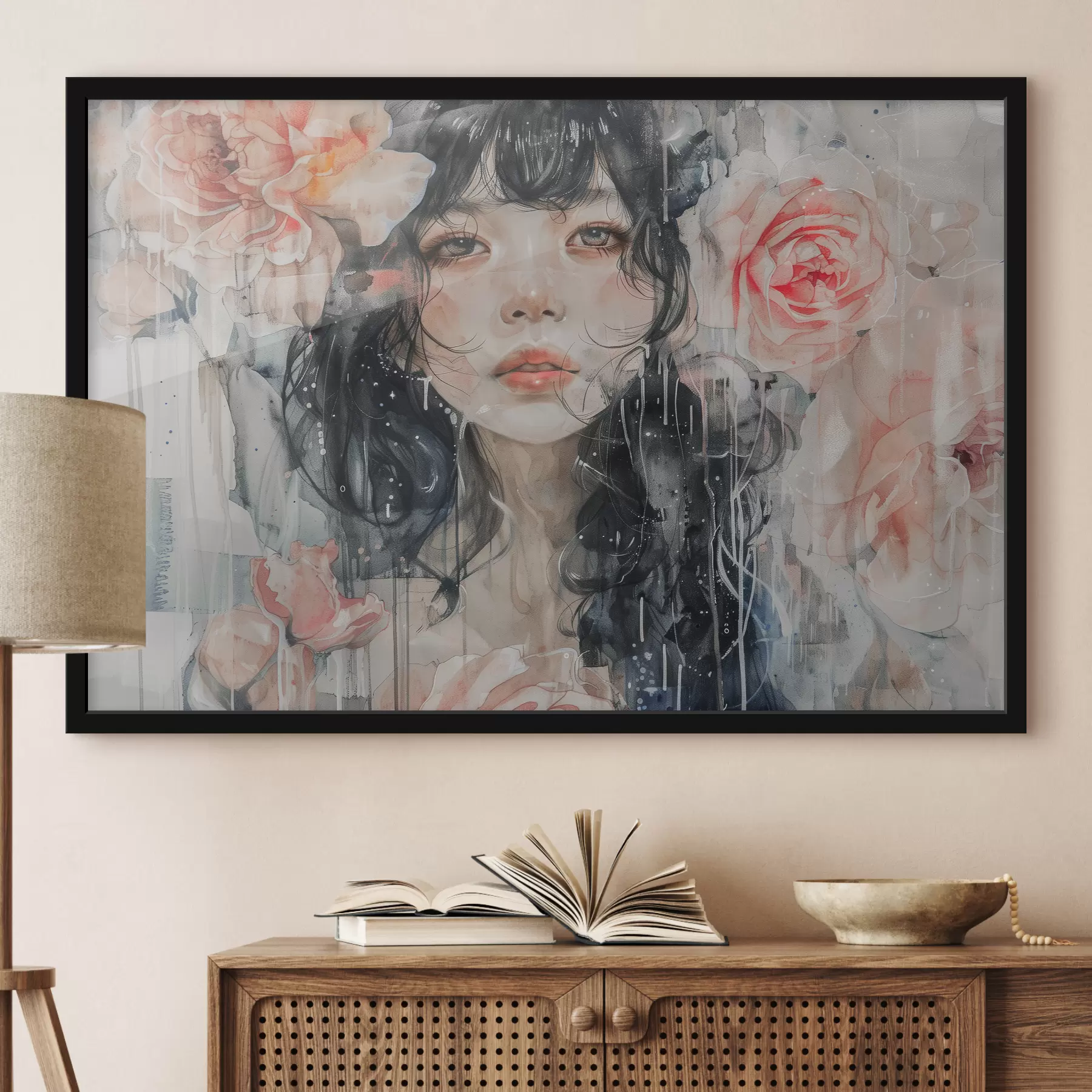 Fotobehang Meisje in bloemen f38797