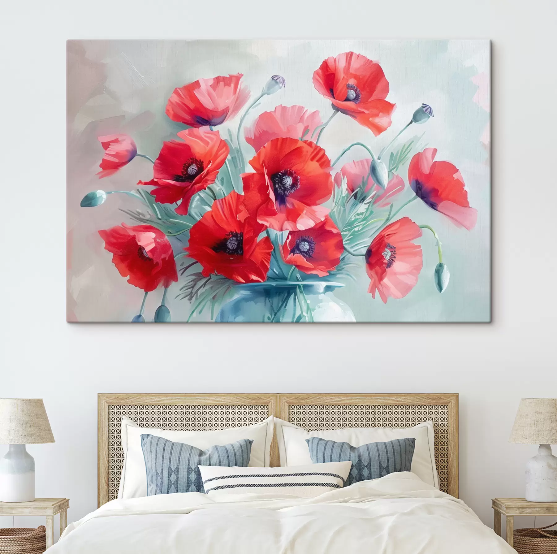Fotobehang Aquarel klaprozen in een vaas op tafel s38695