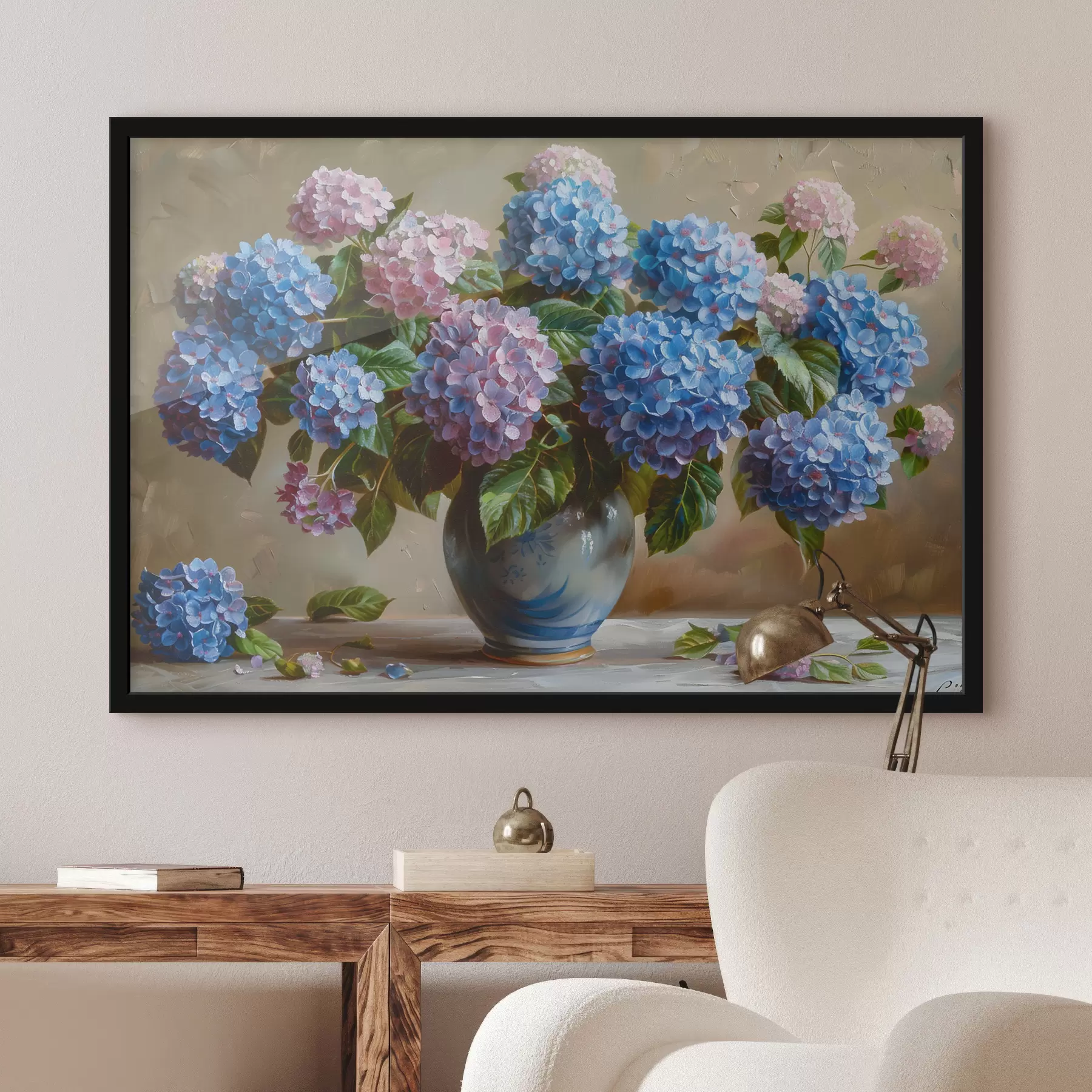 Fotobehang Weelderig boeket hortensia's f38699