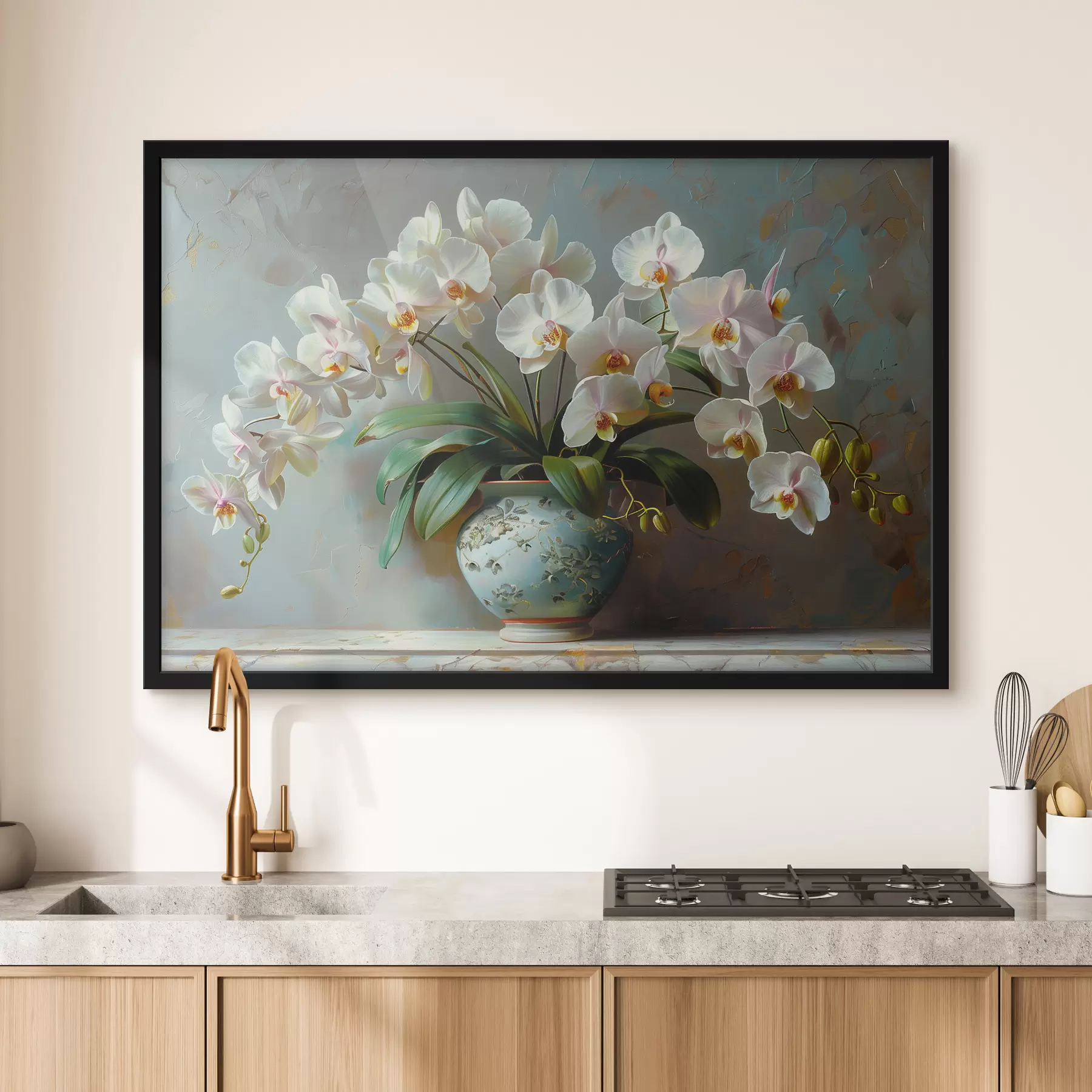 Fotobehang Boeket witte grote orchideeën f38701