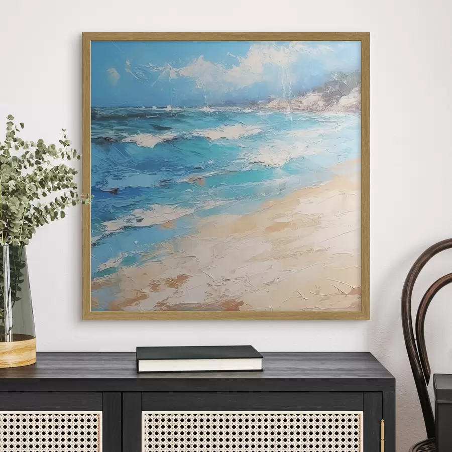 Fotobehang Zee, golven, strand, zand, olieverfschilderij, abstractie, landschap, landschap f38910
