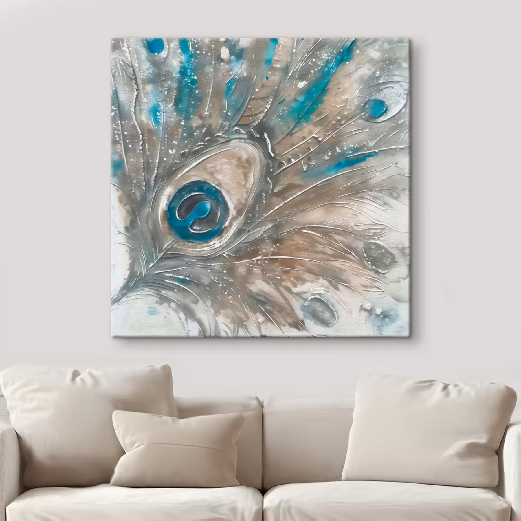 Fotobehang Grote pauwenveer bedrukte textuur s38930