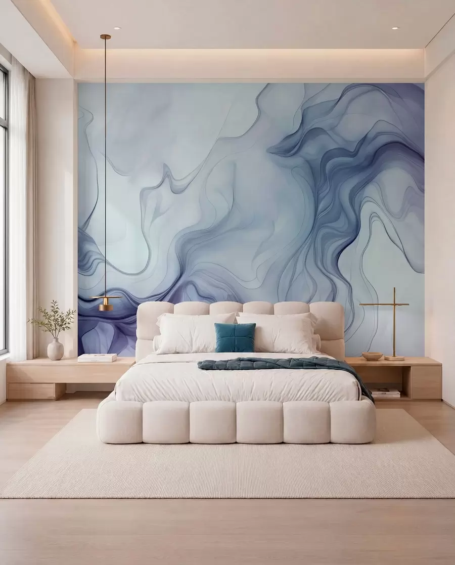 Fotobehang Gekleurde abstracte golven op een lichte achtergrond w01185v1