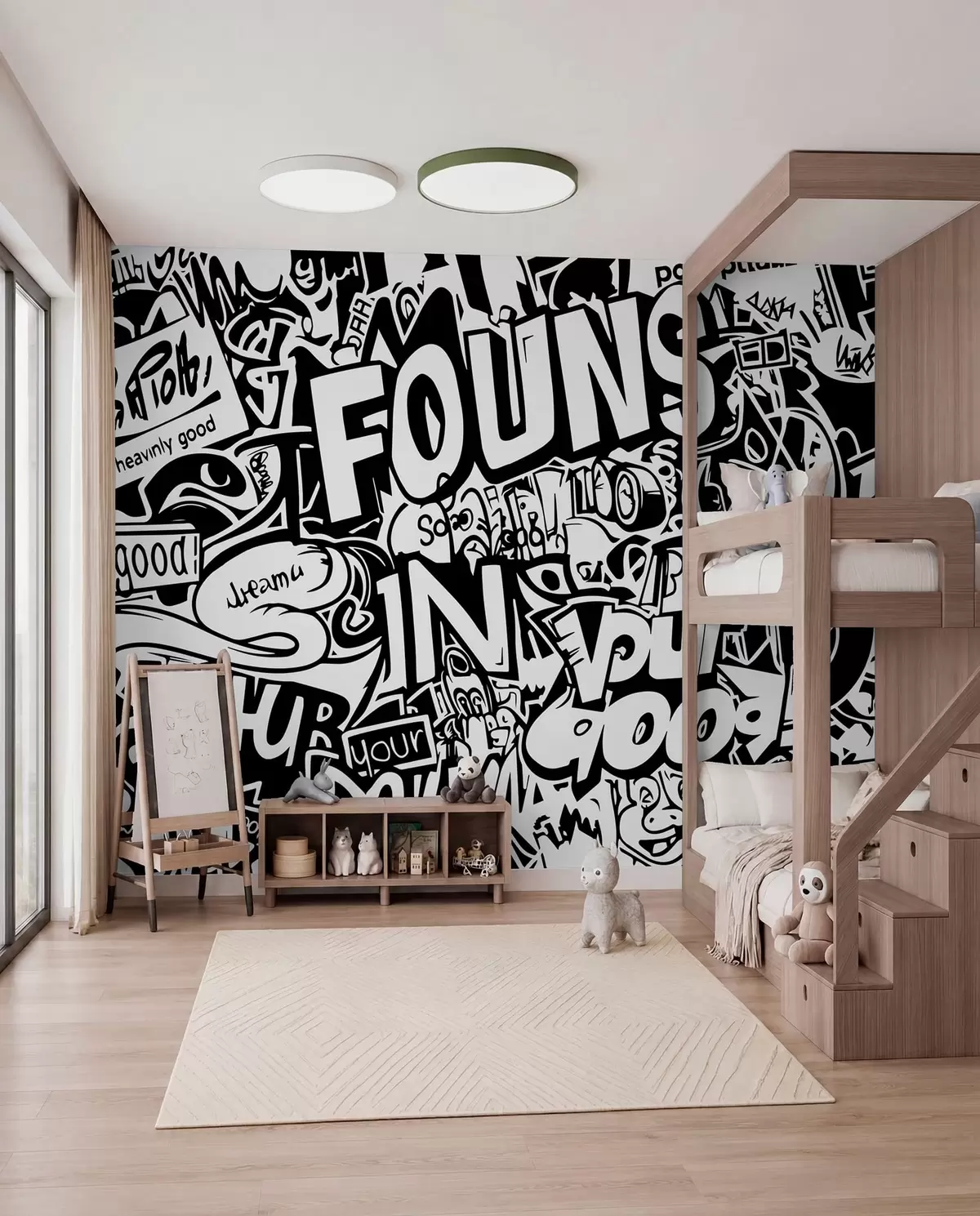 Fotobehang Zwart-witte graffiti w01190