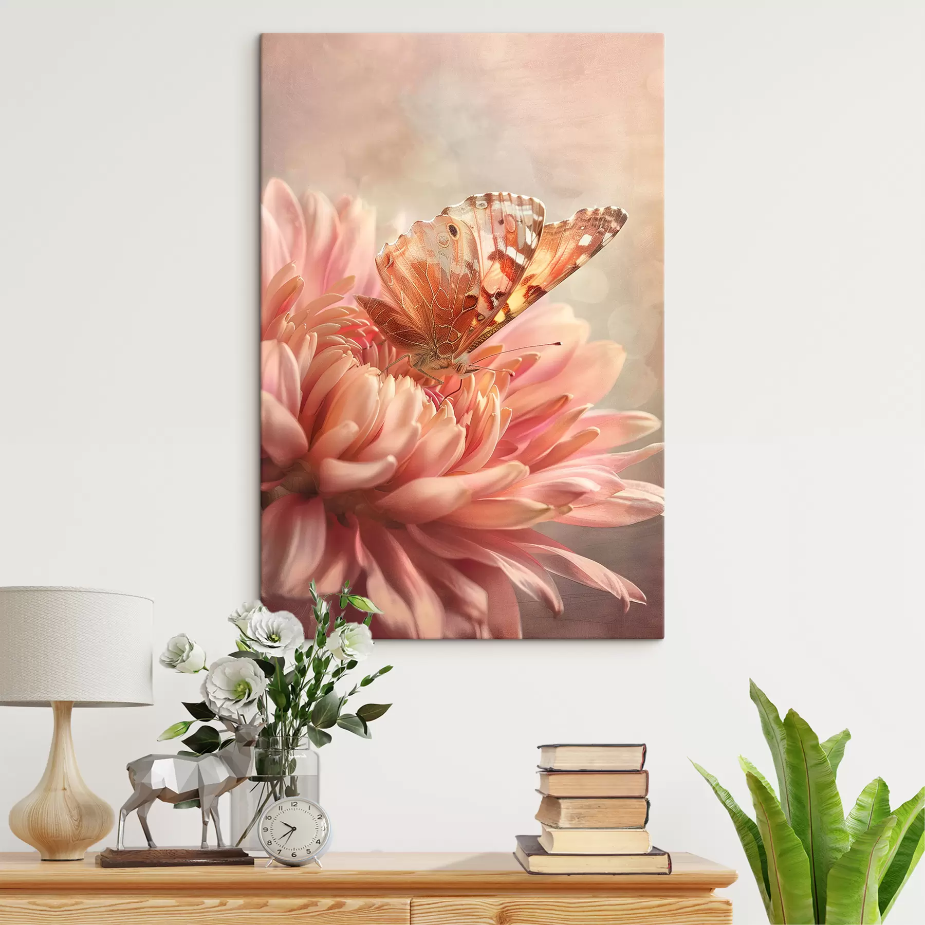  Schilderijen Vlinder aan een grote bloemknop s39071