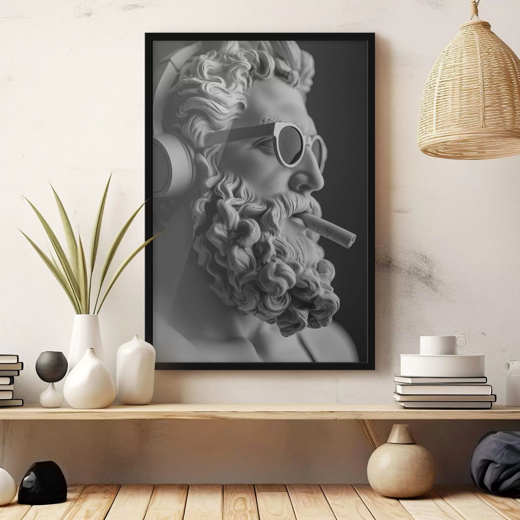  Schilderijen zwart-wit oudgrieks beeld van Zeus in moderne stijl f26122