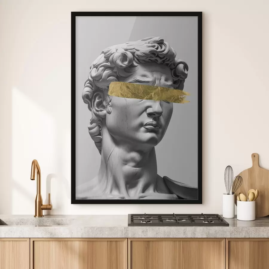 Fotobehang Een modern beeld van David met gesloten ogen f26129