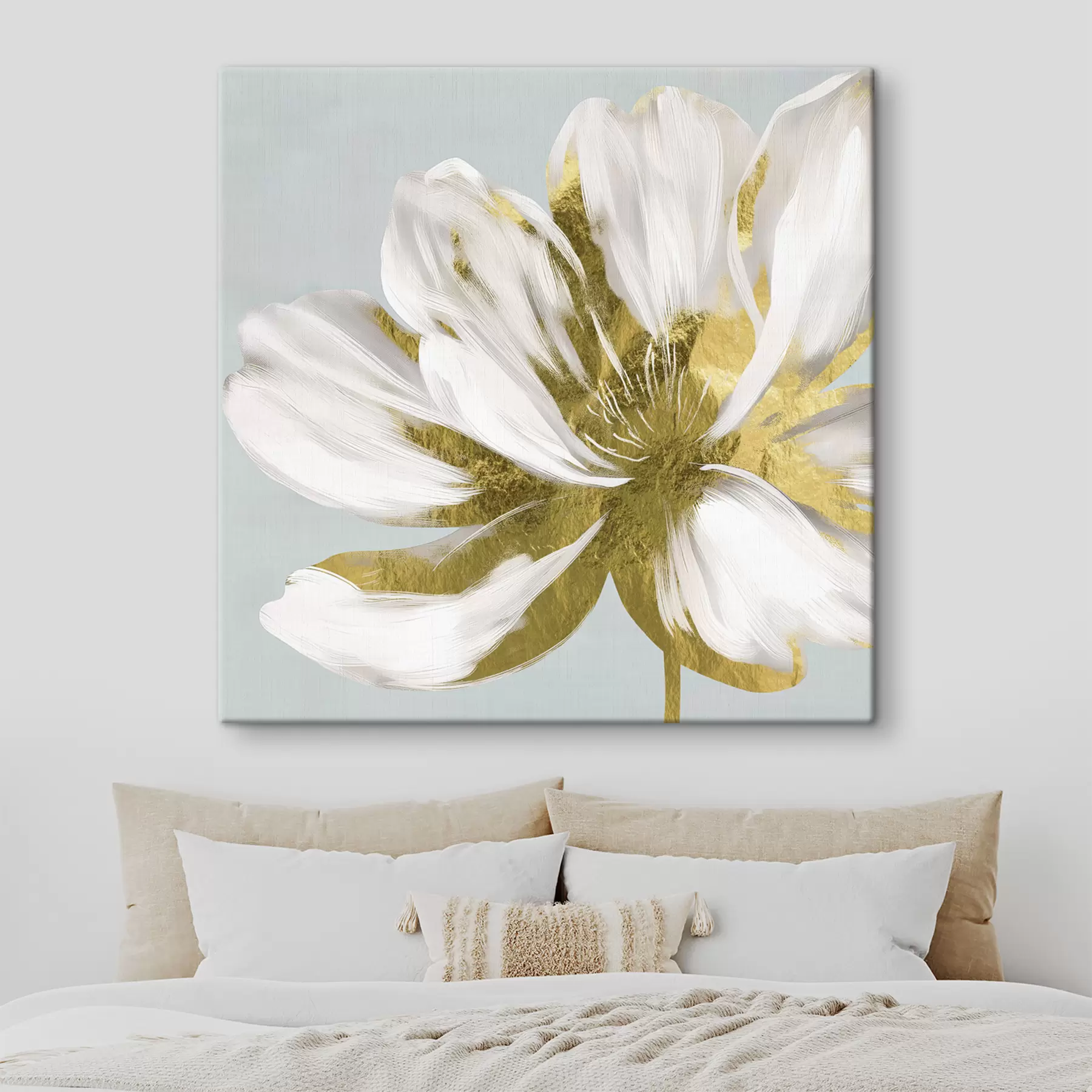Fotobehang Grote abstracte bloem op een blauwe achtergrond s26121