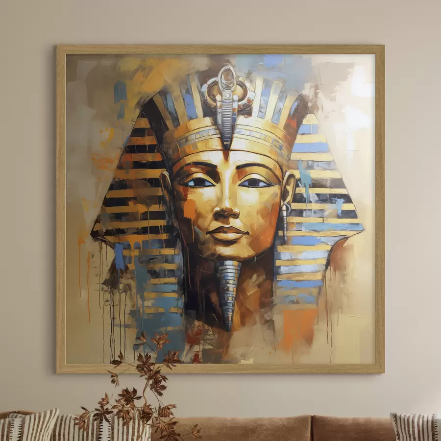 Fotobehang Portret van het Egyptische Farao-olieverfschilderij f39332