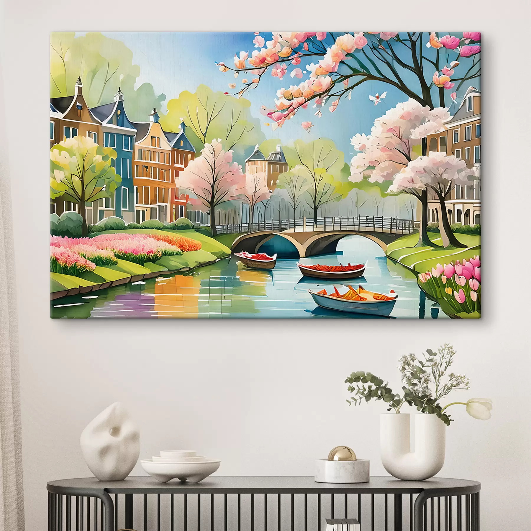 Fotobehang bloeiende bomen in Amsterdam in het voorjaar s39301