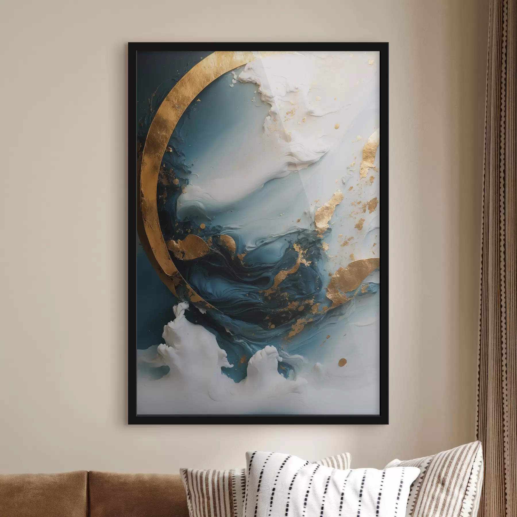 Fotobehang Abstractie met blauwe en witte kleuren f39154
