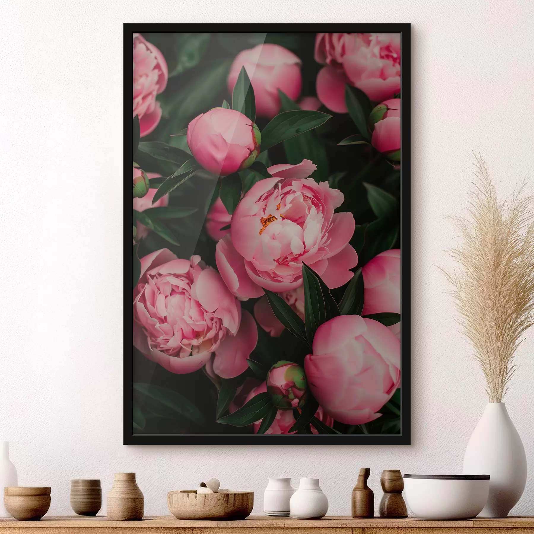 Fotobehang Roze pioenrozen f39346